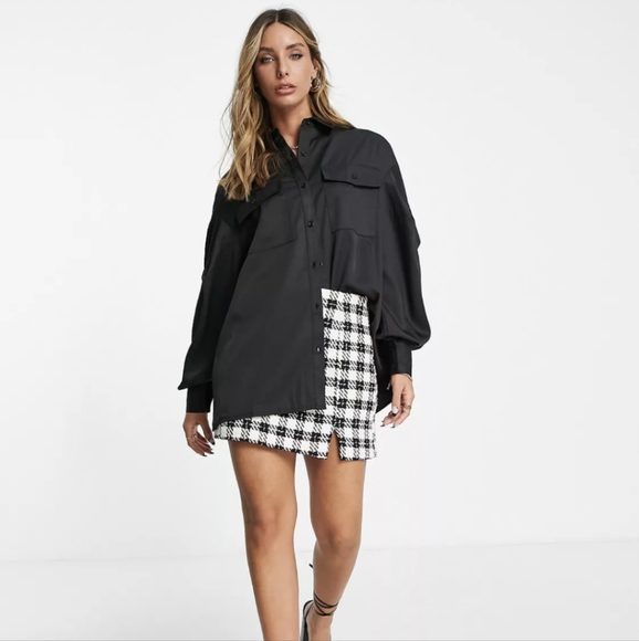 Extro & Vert Black Pleated Oversized Button Down Shirt - Picture 5 of 9